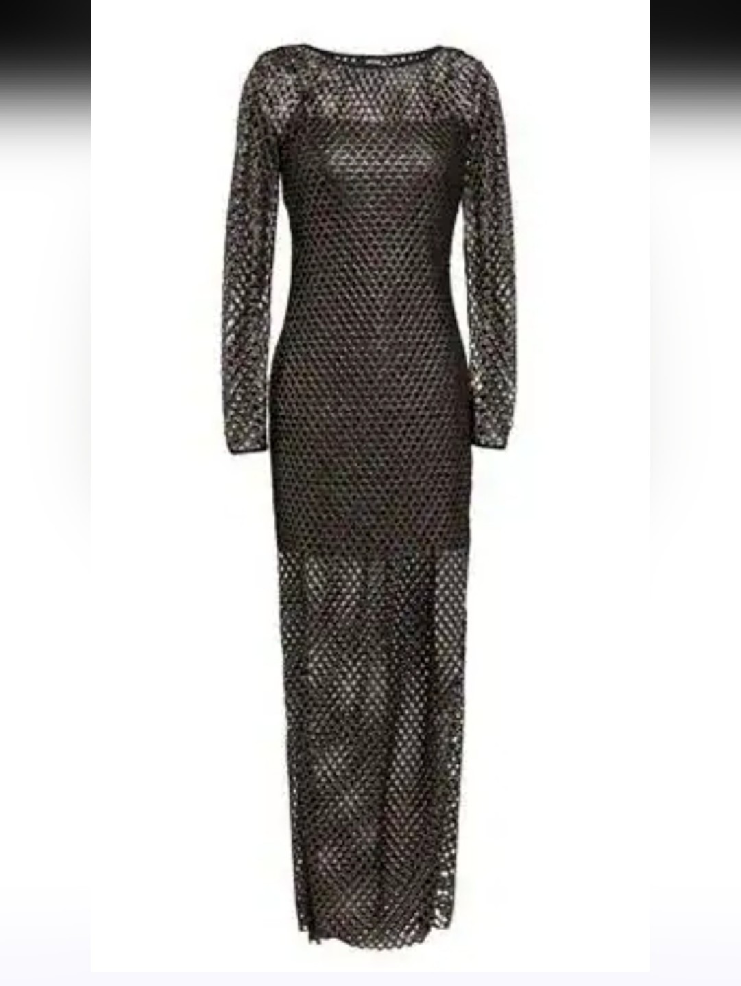 Simular To Roberto Cavalli Black Long Sleeve Mesh Maxi Dress